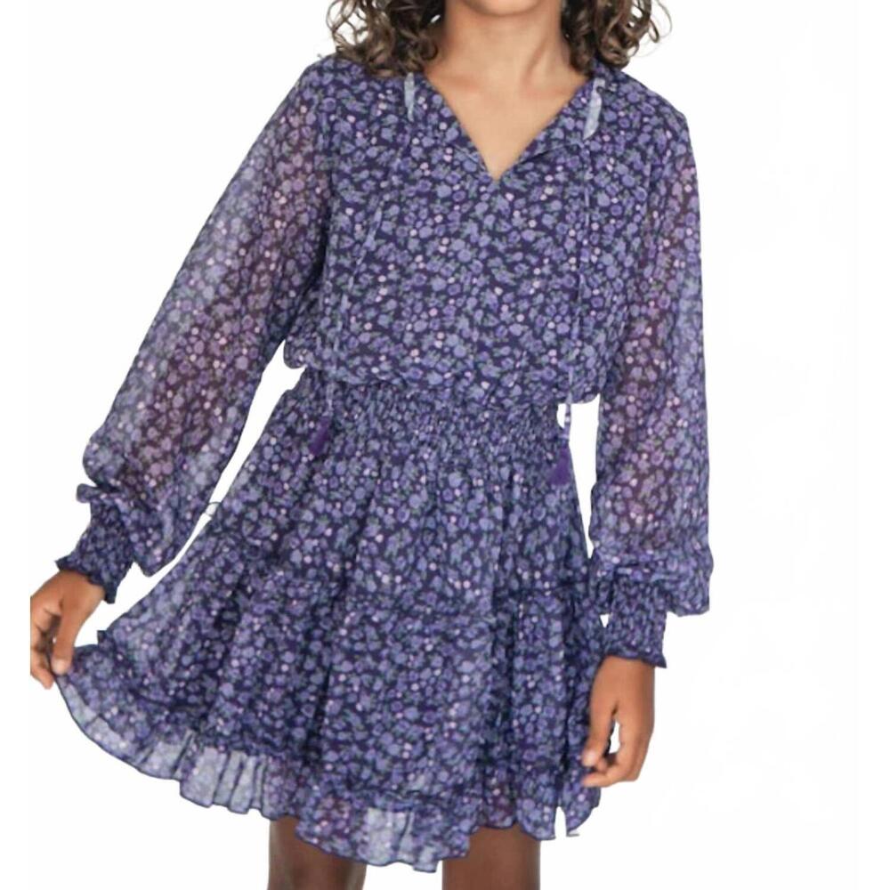 NEW FLOWERS BY ZOE tween floral long sleeve dress in purple